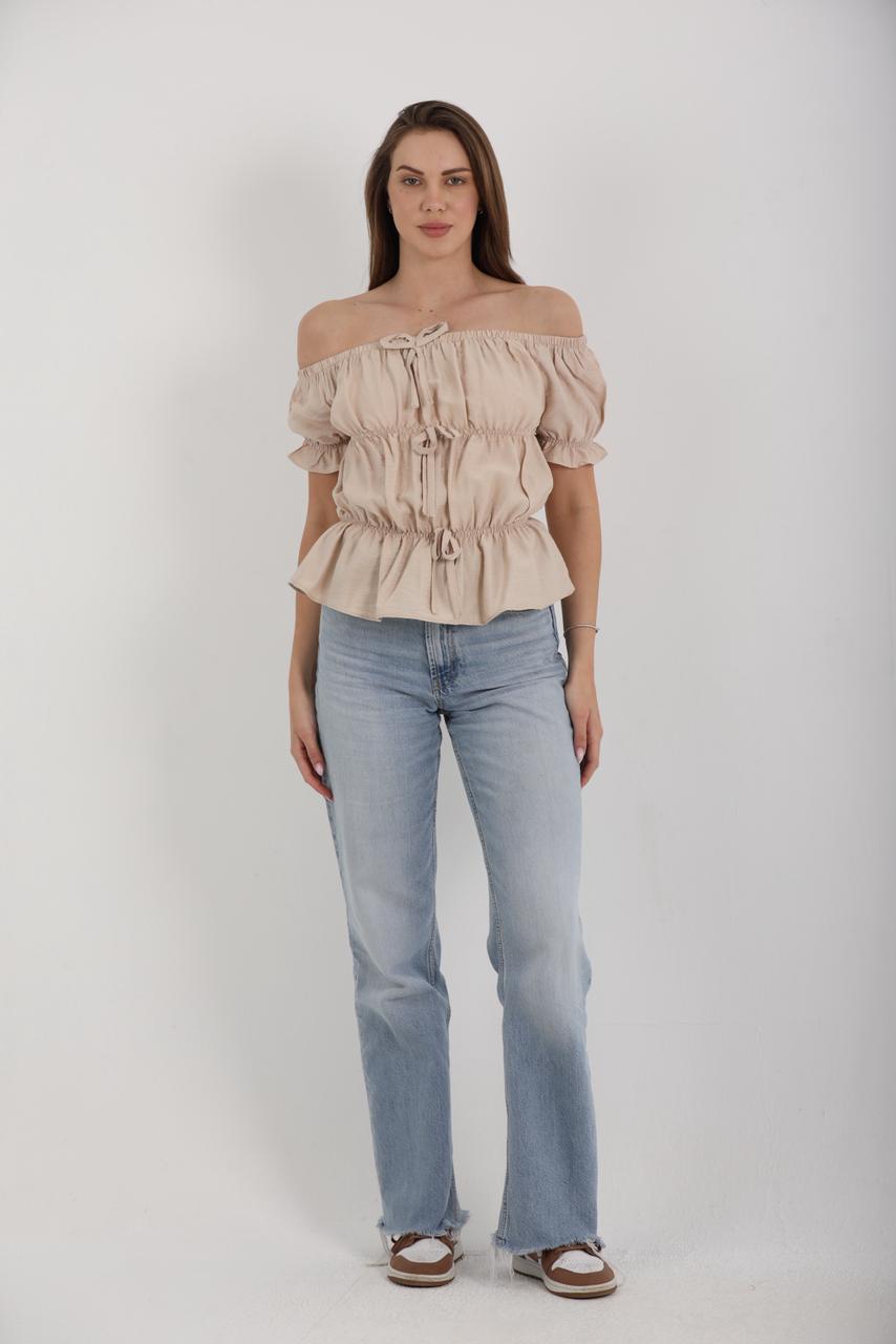 OFF SHOULDER LINEN TOP