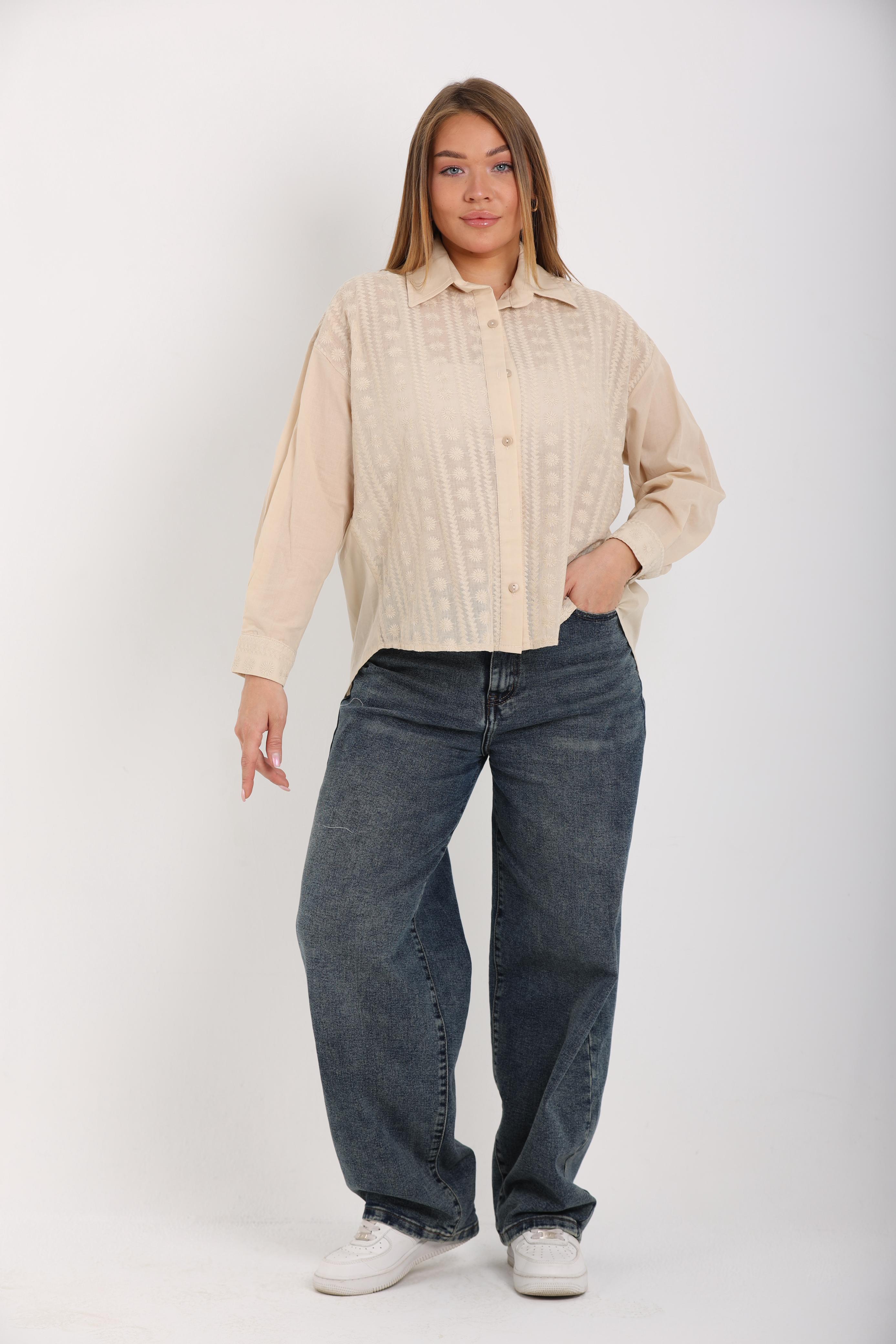 EMBROIDERED SHEER SHIRT