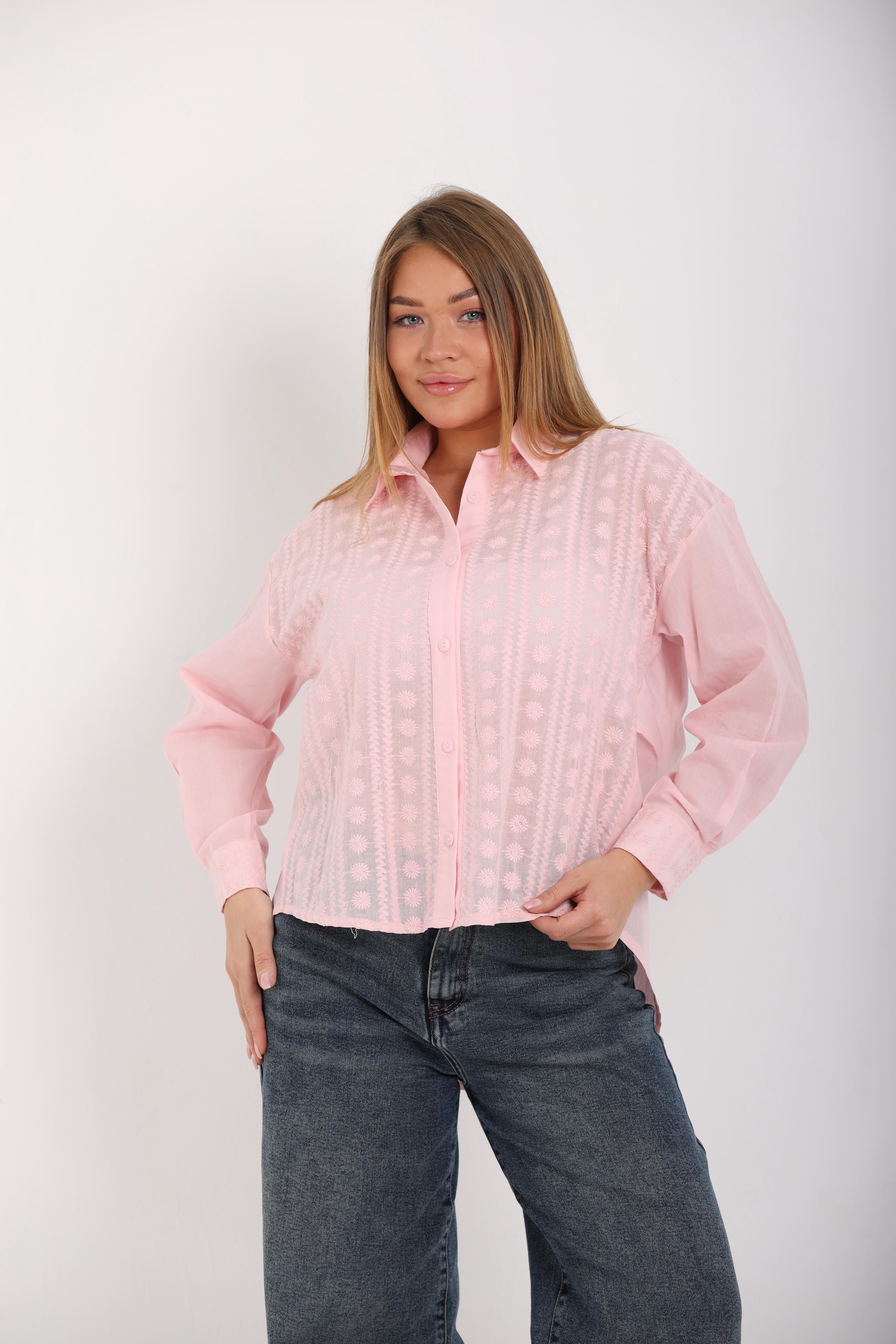 EMBROIDERED SHEER SHIRT