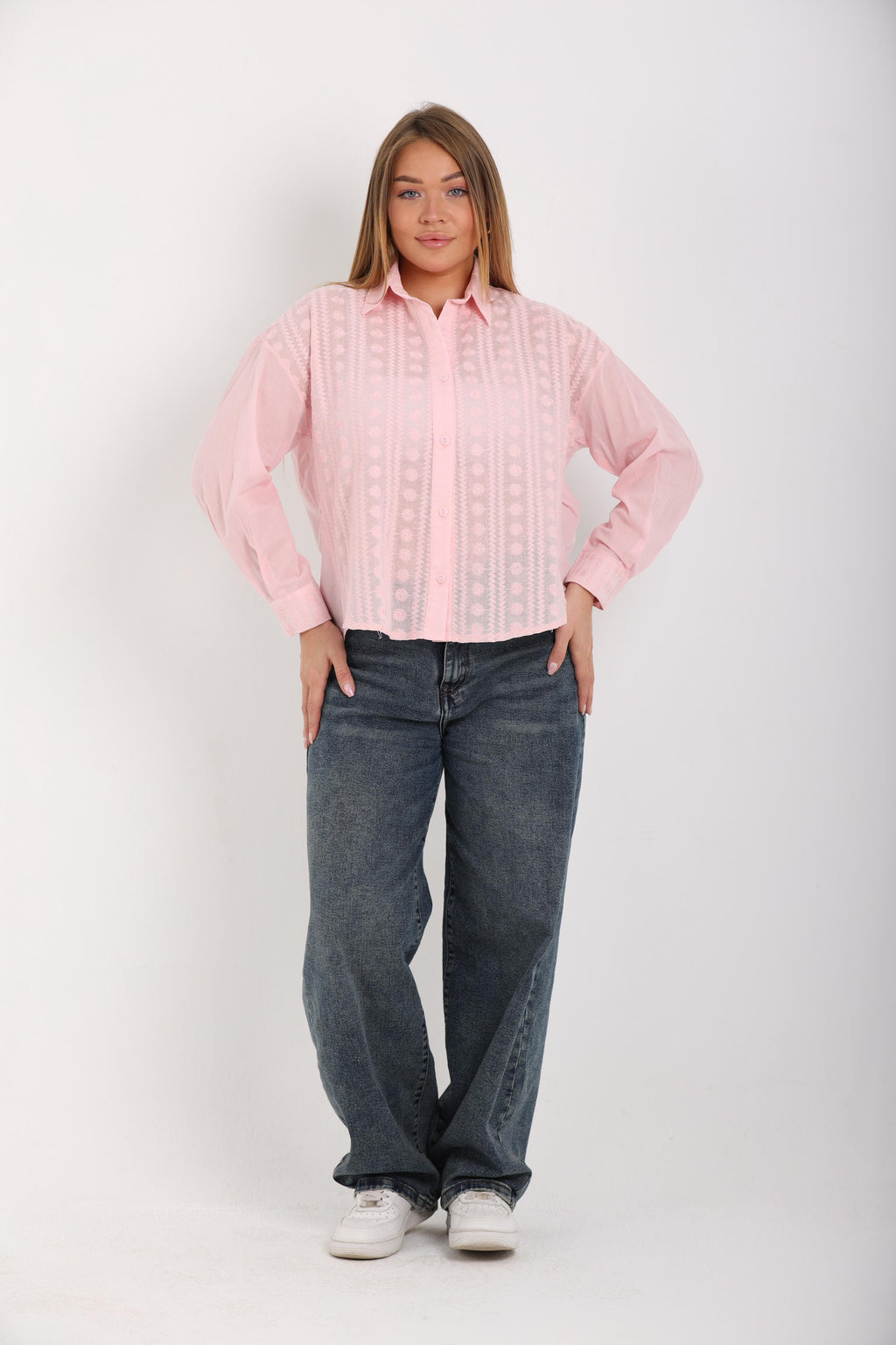 EMBROIDERED SHEER SHIRT