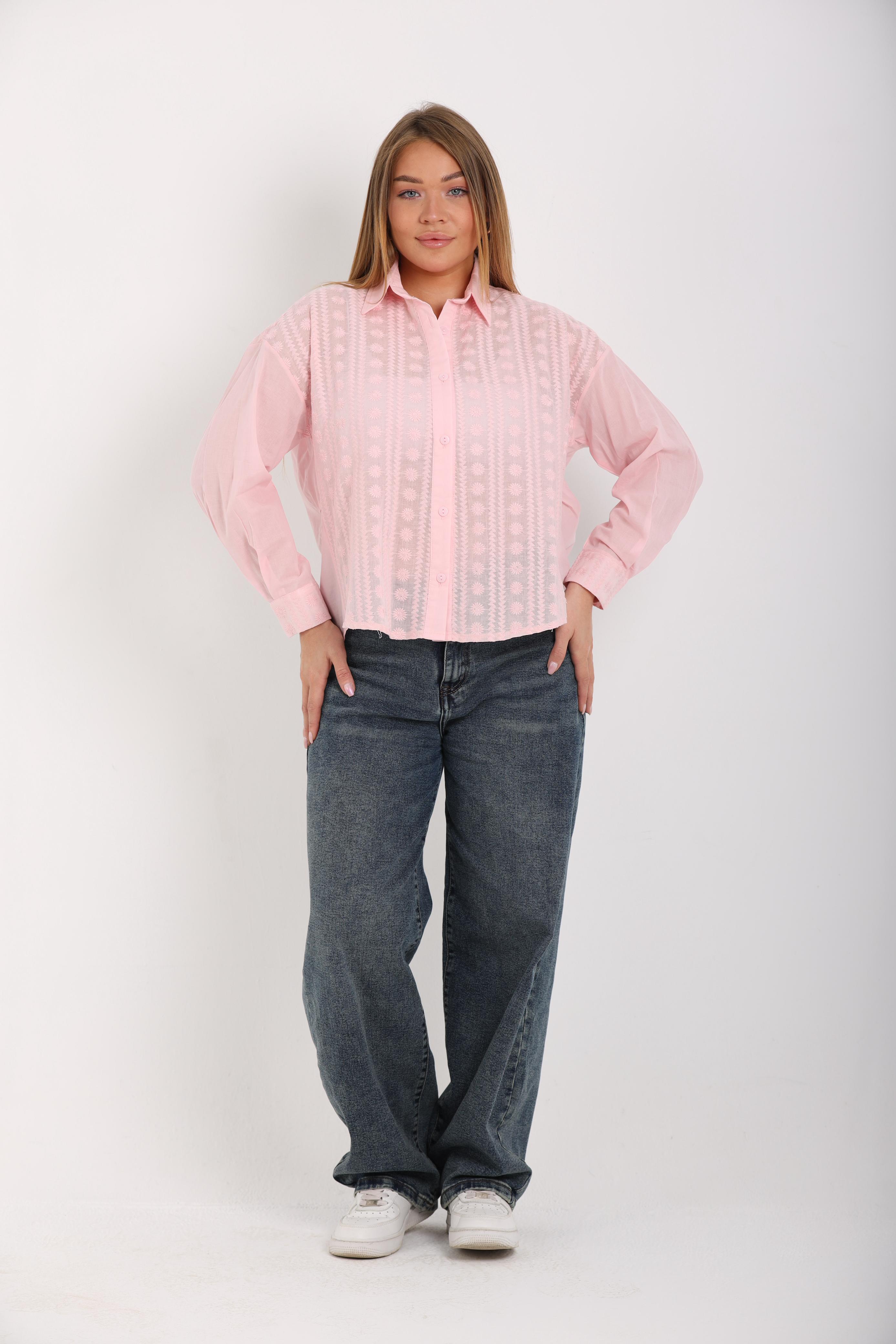 EMBROIDERED SHEER SHIRT
