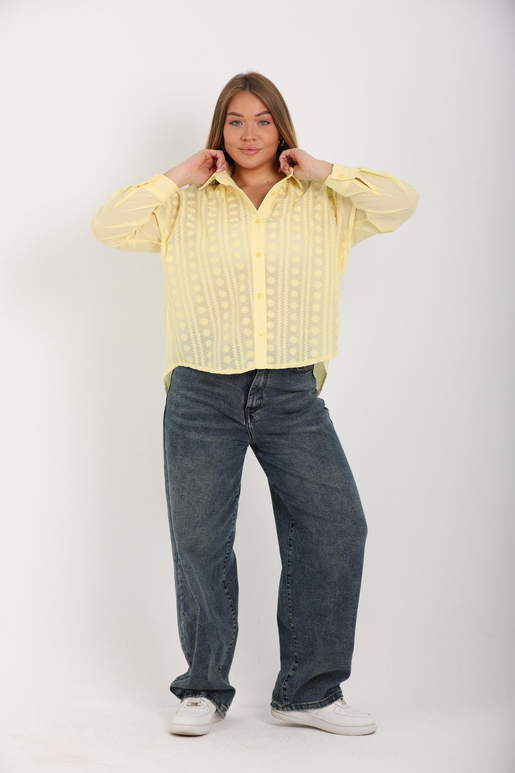 EMBROIDERED SHEER SHIRT