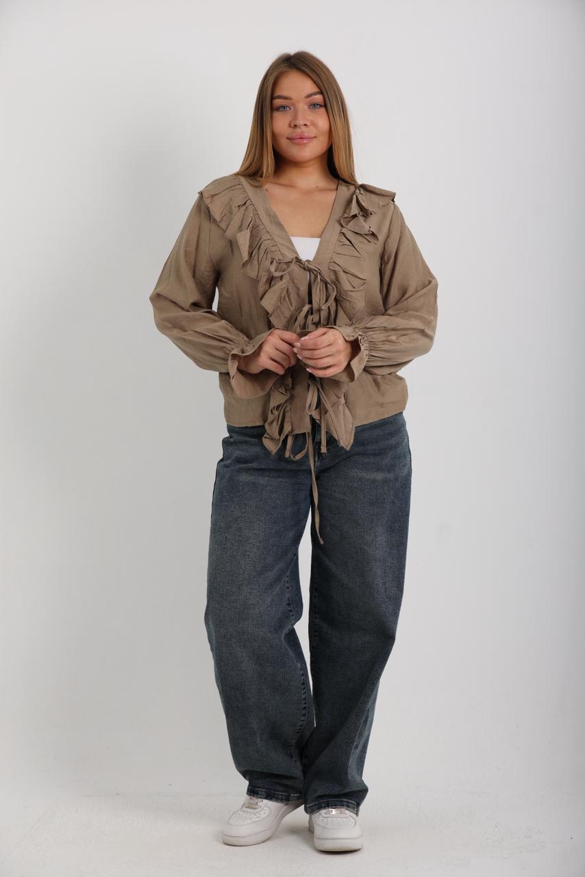 RUFFLED TIE BLOUSE