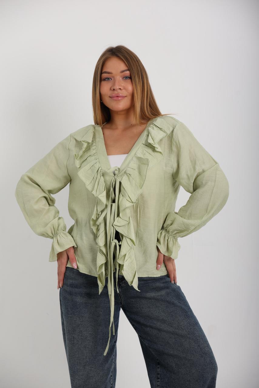 RUFFLED TIE BLOUSE