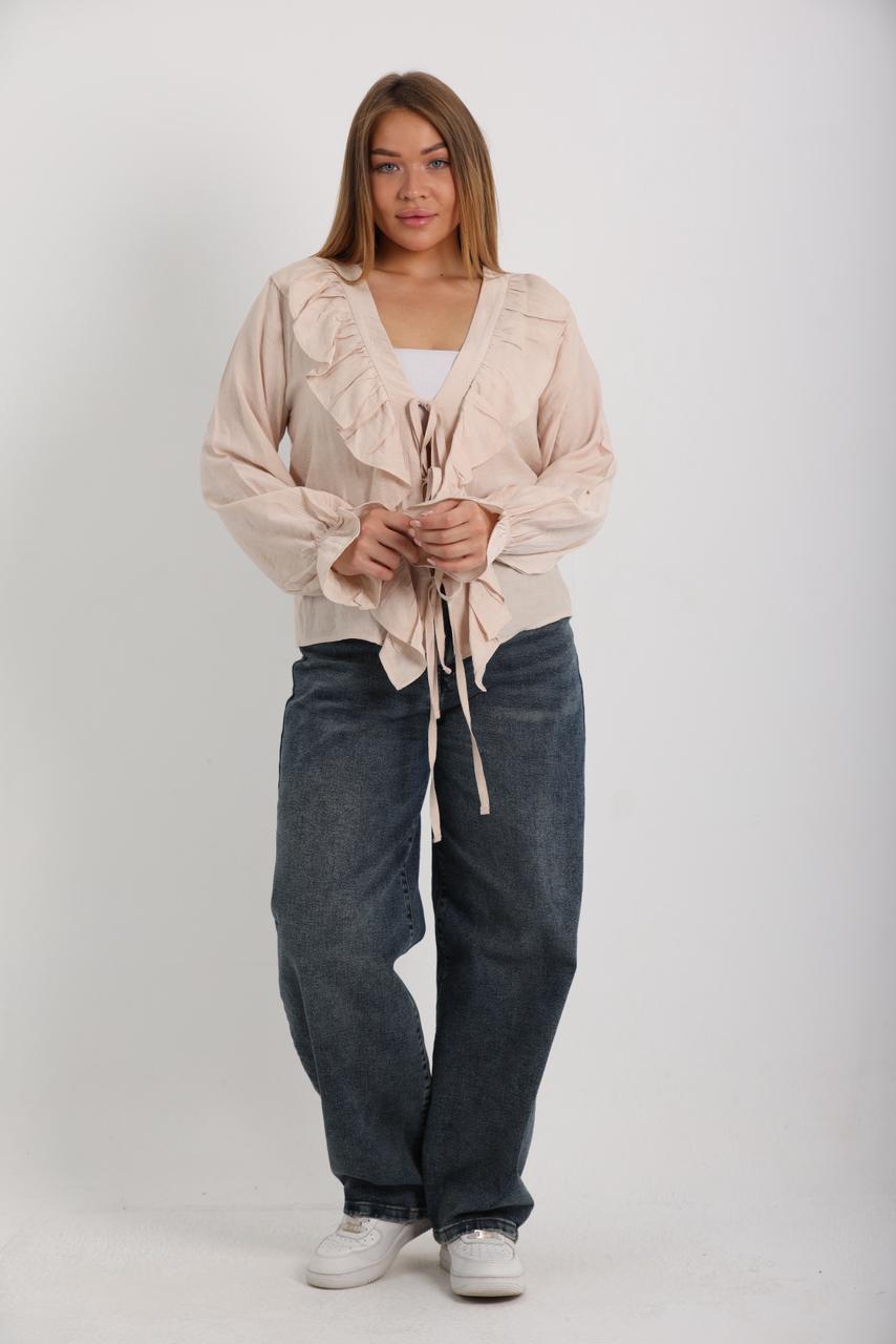 RUFFLED TIE BLOUSE
