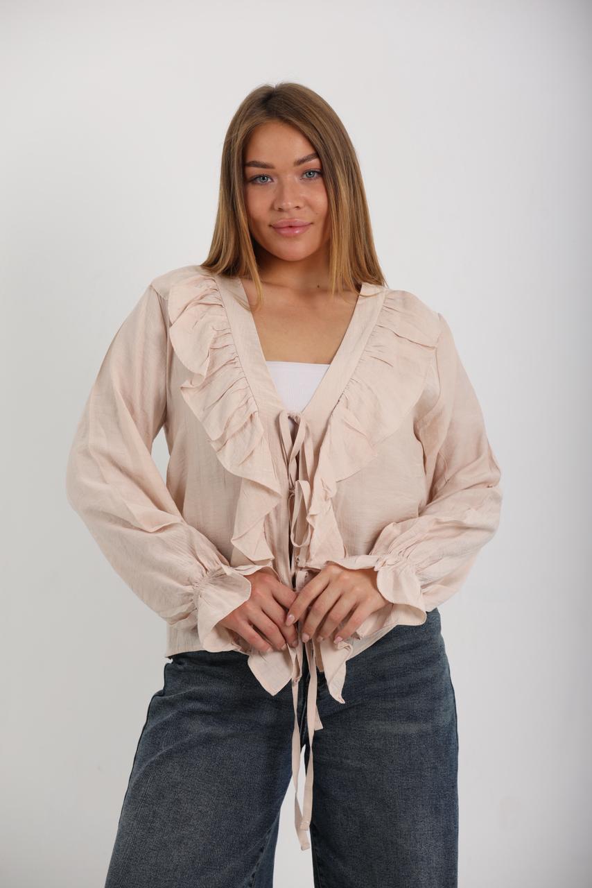 RUFFLED TIE BLOUSE