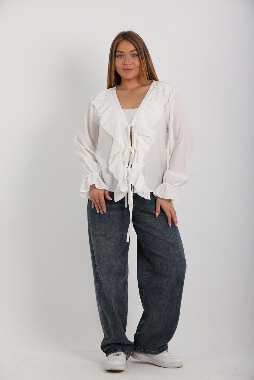 RUFFLED TIE BLOUSE