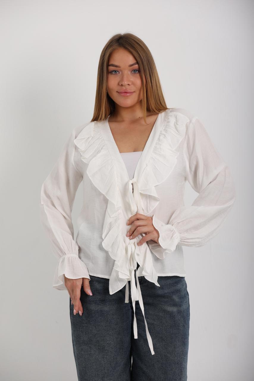 RUFFLED TIE BLOUSE