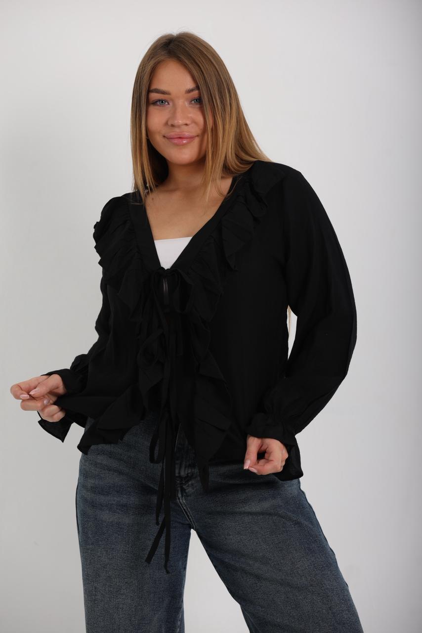 RUFFLED TIE BLOUSE