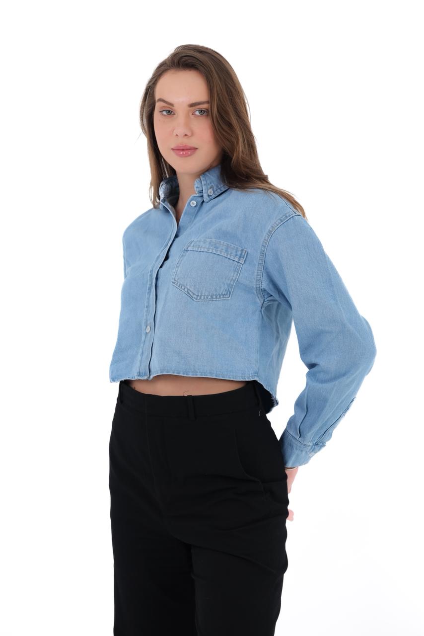 CROPPED DENIM SHIRT